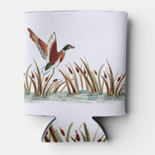 Rafraîchisseur Pour Canette Un canard de Mallard au-dessus d'un caillou contre