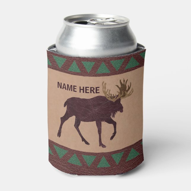 Rafraîchisseur Pour Canette Un Design Rustique Moose Faux cuir (Can devant)