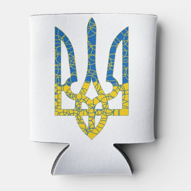 Rafraîchisseur Pour Canette Un trident ukrainien texturé drapeau d'Ukraine cou (Devant)