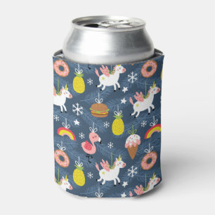 Rafraîchisseur Pour Canette Unicornes de Noël amusants et Flamants roses Motif