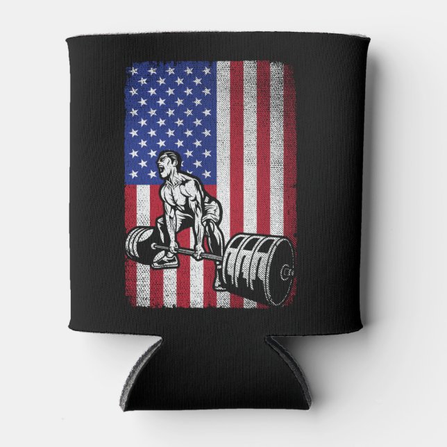 Rafraîchisseur Pour Canette USA American Flag haltérophilie (Devant)