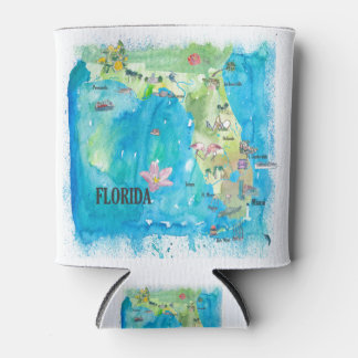 Rafraîchisseur Pour Canette USA Florida State Carte Vintage avec les faits sai