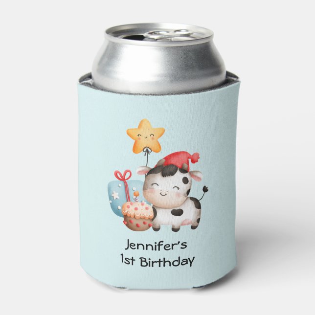 Rafraîchisseur Pour Canette Vache souriante mignonne adorable Anniversaire (Can devant)