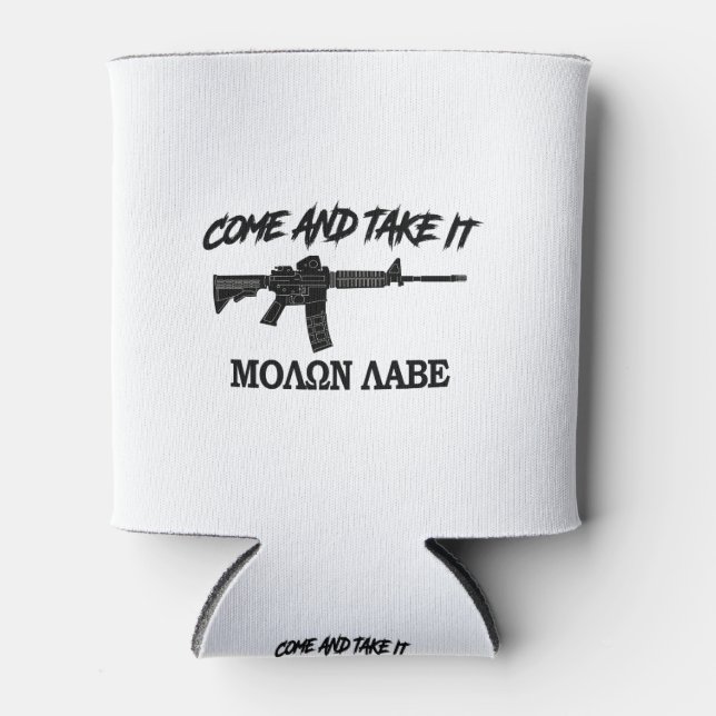 Rafraîchisseur Pour Canette Venez le prendre ! Molon Labe ! Noir en grec. (Devant)