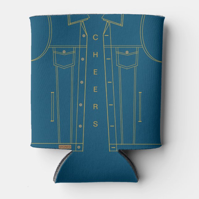 Rafraîchisseur Pour Canette Veste Jeans Bleu - Cheveux - Ajouter le texte / no (Devant)