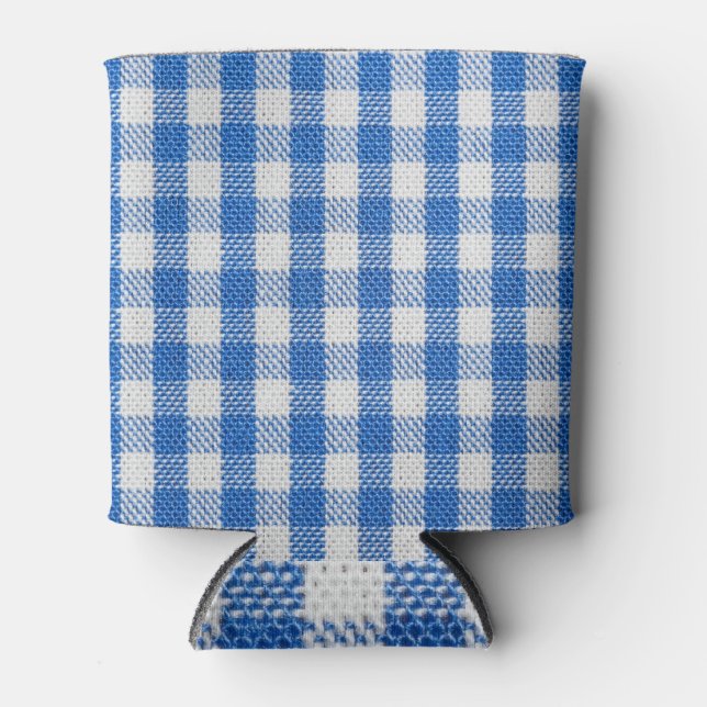 Rafraîchisseur Pour Canette Vêtements de table recouverts de blanc bleu. (Devant)