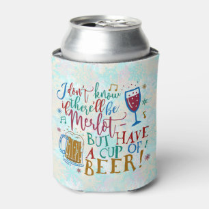 Rafraîchisseur Pour Canette Vin Merlot de Noël amusant Bière Humour Typographi