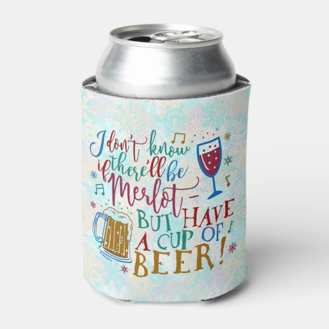 Rafraîchisseur Pour Canette Vin Merlot de Noël amusant Bière Humour Typographi (Can devant)