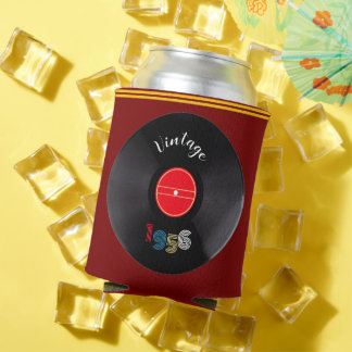 Rafraîchisseur Pour Canette Vintage 1956 Record 70th Birthday Retro Stripe Red