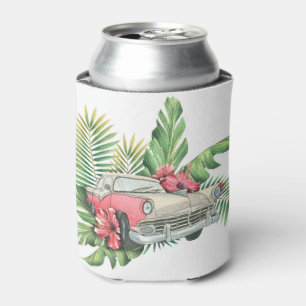 Rafraîchisseur Pour Canette Vintage Retro Voiture Tropical Monogramme Bachelor