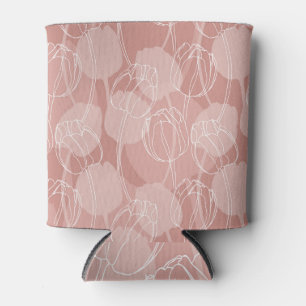 Rafraîchisseur Pour Canette Vintage Tulipes blanches Arrière - plan rose