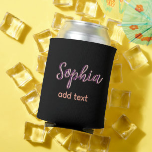 Rafraîchisseur Pour Canette violet ajouter nom fille patron texte noir élégant