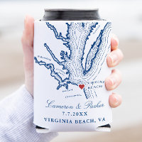Virginia Beach Map Elégant Marine Blue Wedding Fav