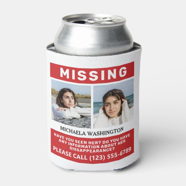 Rafraîchisseur Pour Canette VOS Photos & Texte "PERSONNE MANQUANTE" (Can devant)