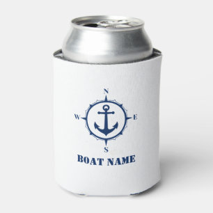 Rafraîchisseur Pour Canette Votre nom de bateau Ancre nautique Boussole Marine