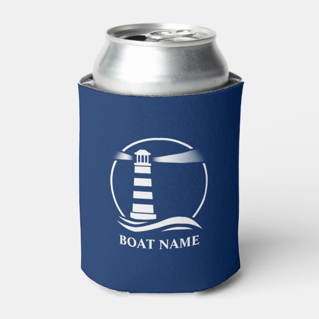 Rafraîchisseur Pour Canette Votre nom de bateau ou votre texte Phare classique (Can devant)