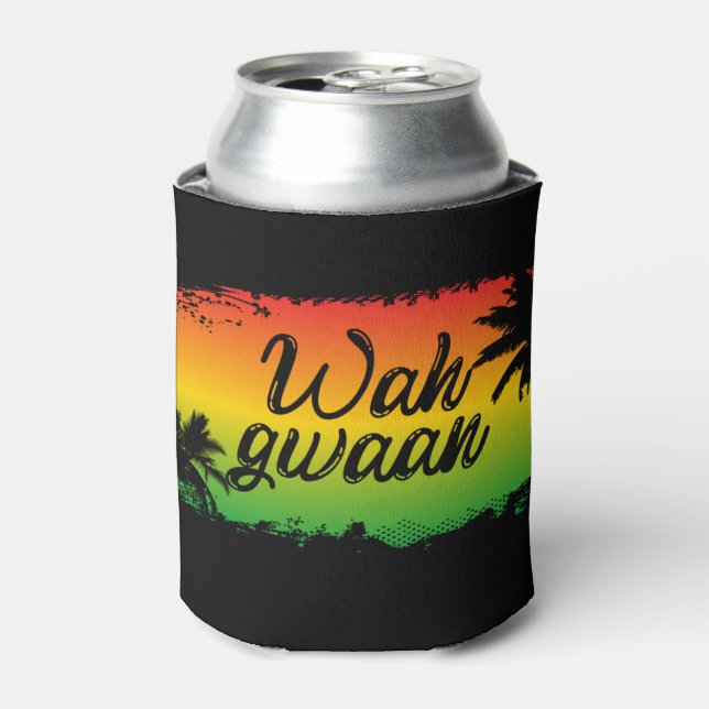 Rafraîchisseur Pour Canette Wah Gwan Jamaican Whappen Rasta Drapeau Couleurs (Can devant)