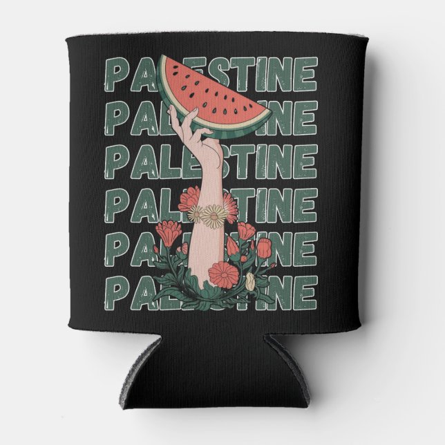 Rafraîchisseur Pour Canette watermelon, flowers, and  palestine text Repeat  (Devant)