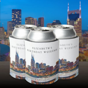 Rafraîchisseur Pour Canette Week-end d'anniversaire Nashville Skyline Watercol