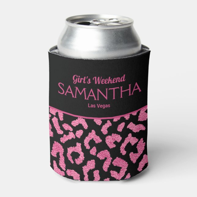 Rafraîchisseur Pour Canette Week-end de filles chic imprimé léopard rose (Can devant)