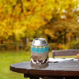 Rafraîchisseur Pour Canette Western Cowgirl Sublimation Faux Motifs en cuir