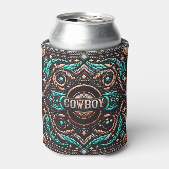 Rafraîchisseur Pour Canette Western Leather Print Cowboy Nom personnalisé (Can devant)