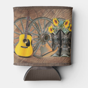 Rafraîchisseur Pour Canette Western Wagon Wheel Guitar Cowboy bottes tournesol