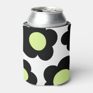 Rafraîchisseur Pour Canette Whimsical Black & Lime Green Floral Retro Gourme