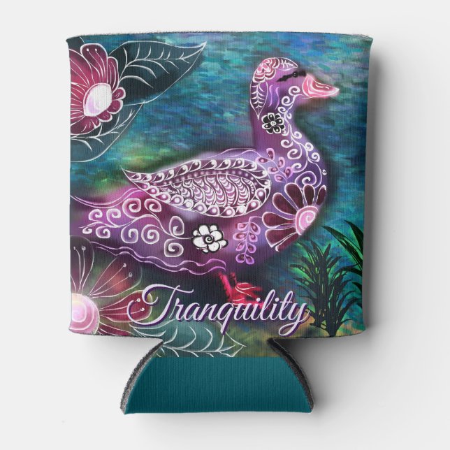 Rafraîchisseur Pour Canette Whimsical Floral Duck Purple Teal Personalized (Devant)