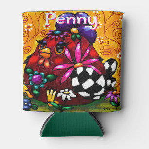 Rafraîchisseur Pour Canette Whimsical Funky Chunky floral poulet personnalisé