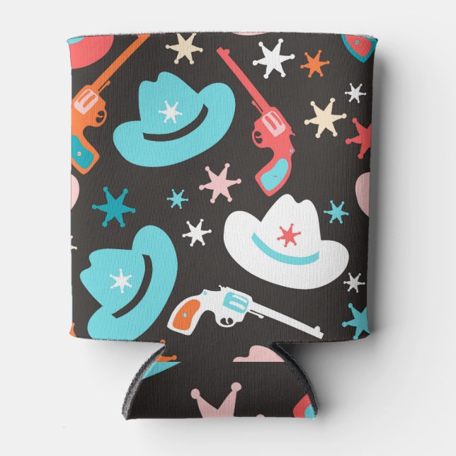 Rafraîchisseur Pour Canette Wild West, Revolvers Cowboy Motif. (Devant)