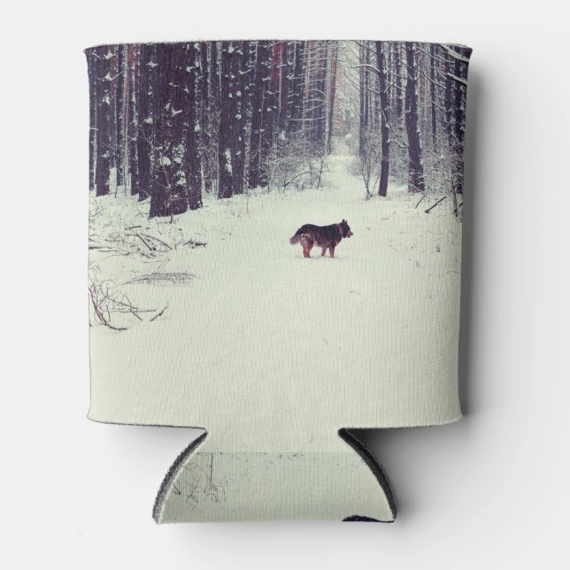 Rafraîchisseur Pour Canette Wonderland d'hiver : Forêt de pins neigeux (Devant)