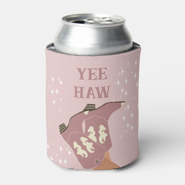 Rafraîchisseur Pour Canette Yee Haw Rodeo Occidental Botte de cowboy Blush ros (Can devant)