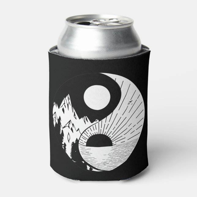 Rafraîchisseur Pour Canette Zen Yin Yang noir blanc (Can devant)