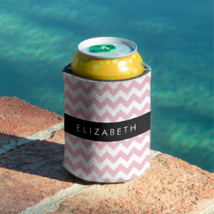 Rafraîchisseur Pour Canette Zigzag Rose, Chevron Rose, Motif Vague, Votre Nom