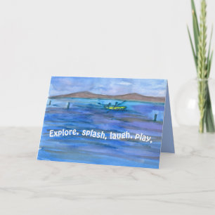 Rafting Boating Mountain Lake Happy Birthday Card