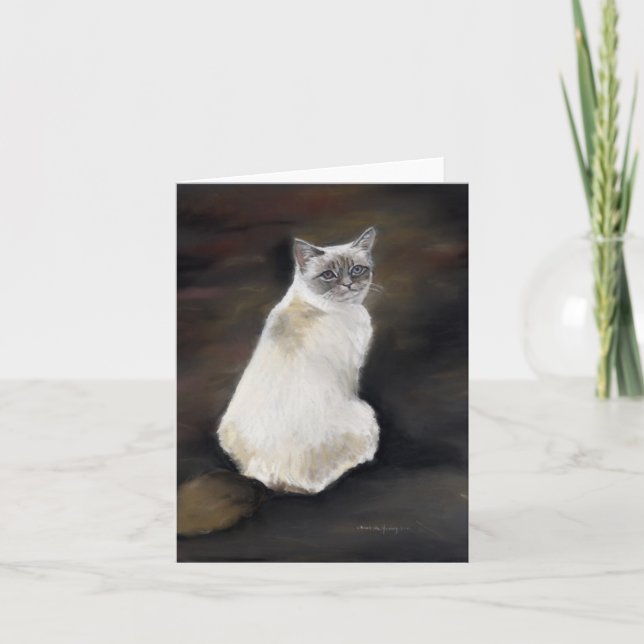 Rag Doll Cat Art Pastel Painting Notecard (Front)