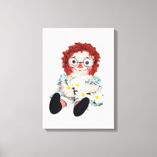 rag doll with daisies canvas print