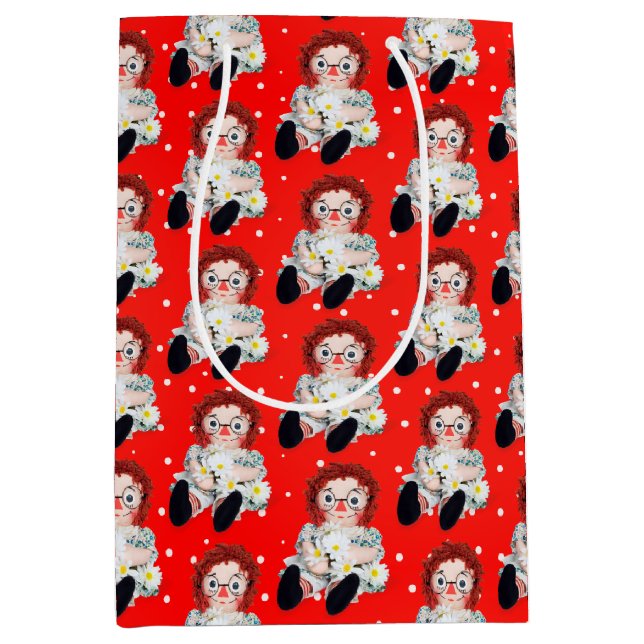 Rag Doll with Daisies on Polka Dots Medium Gift Bag (Front)