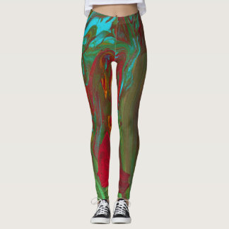 Rag To Riches 1 Gras Rouge Vert Abstrait Leggings