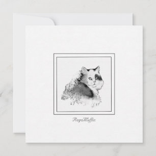 RagaMuffin Cat Charcoal Sketched  Card