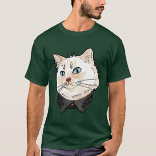 Ragamuffin white cat face Cats kitty cute funny fa T-Shirt