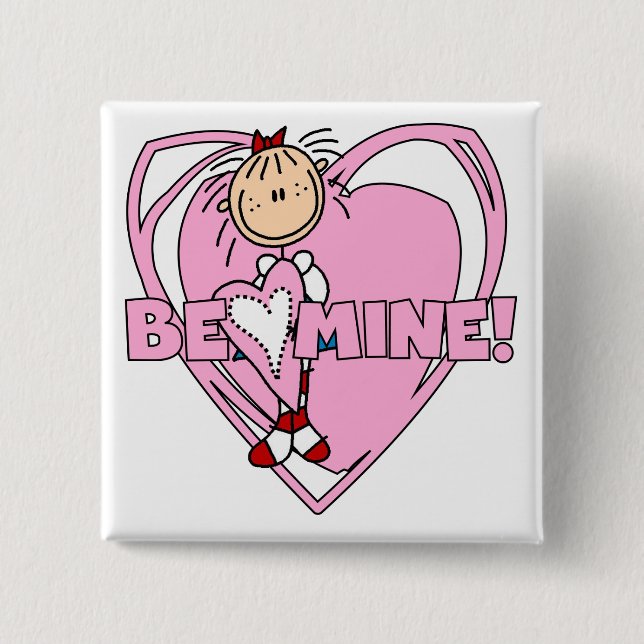 Ragdoll Be Mine Valentine 2 Inch Square Button (Front)
