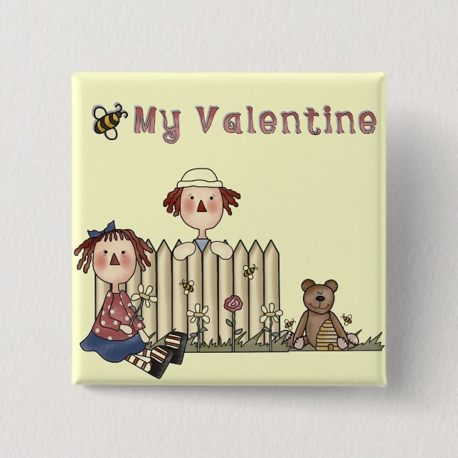 Ragdoll Bee My Valentine tshirts and Gifts 2 Inch Square Button (Front)