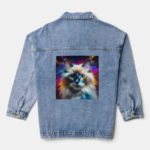 Ragdoll Breed Of Cat Colour Explosion Background Denim Jacket