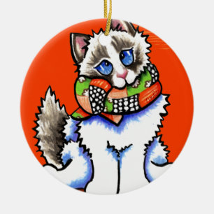 Ragdoll Cat All Dolled Up Ceramic Ornament