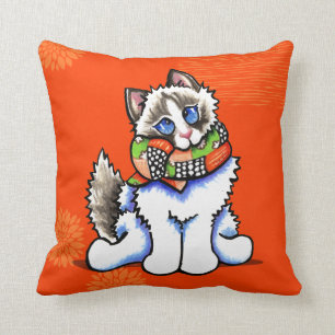 Ragdoll Cat All Dolled Up Throw Pillow