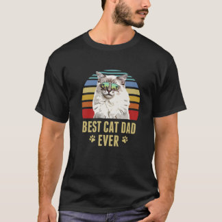 Ragdoll Cat Best Cat Dad Ever Retro Beach Vibe T-Shirt