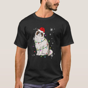 Ragdoll Cat Christmas Lights Christmas Cat Santa h T-Shirt