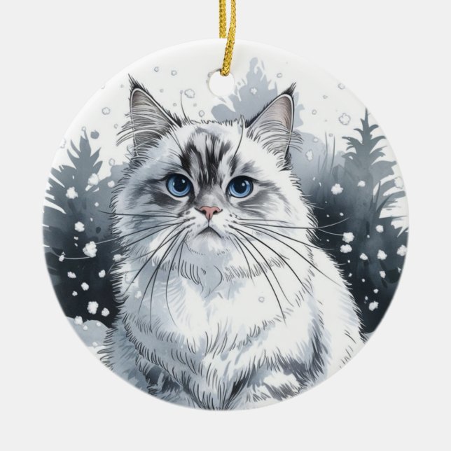 Ragdoll Cat Circle Christmas Xmas Ornament (Front)